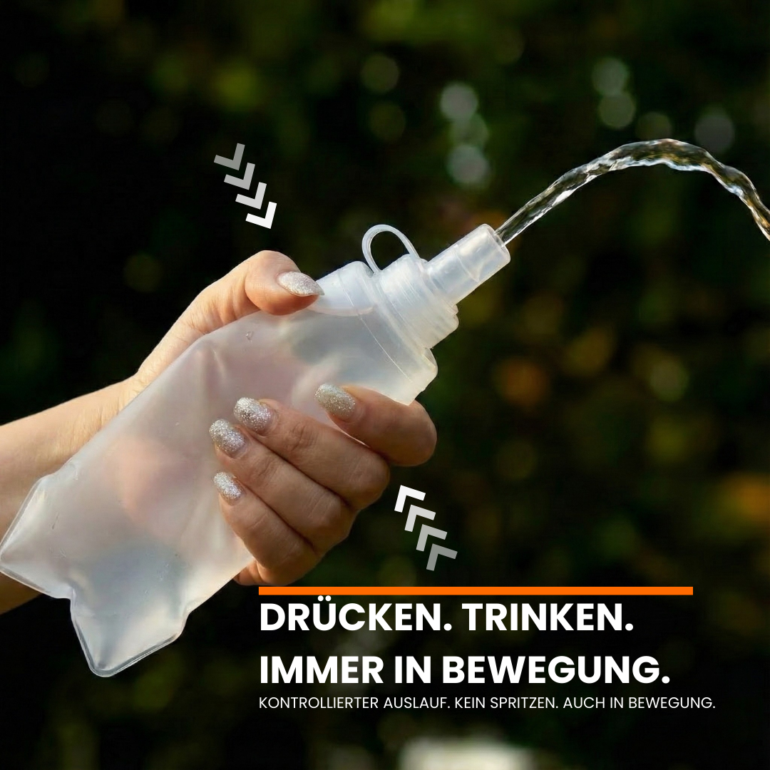 Falttrinkflasche für Trailrunning – Detailansicht | Helvio