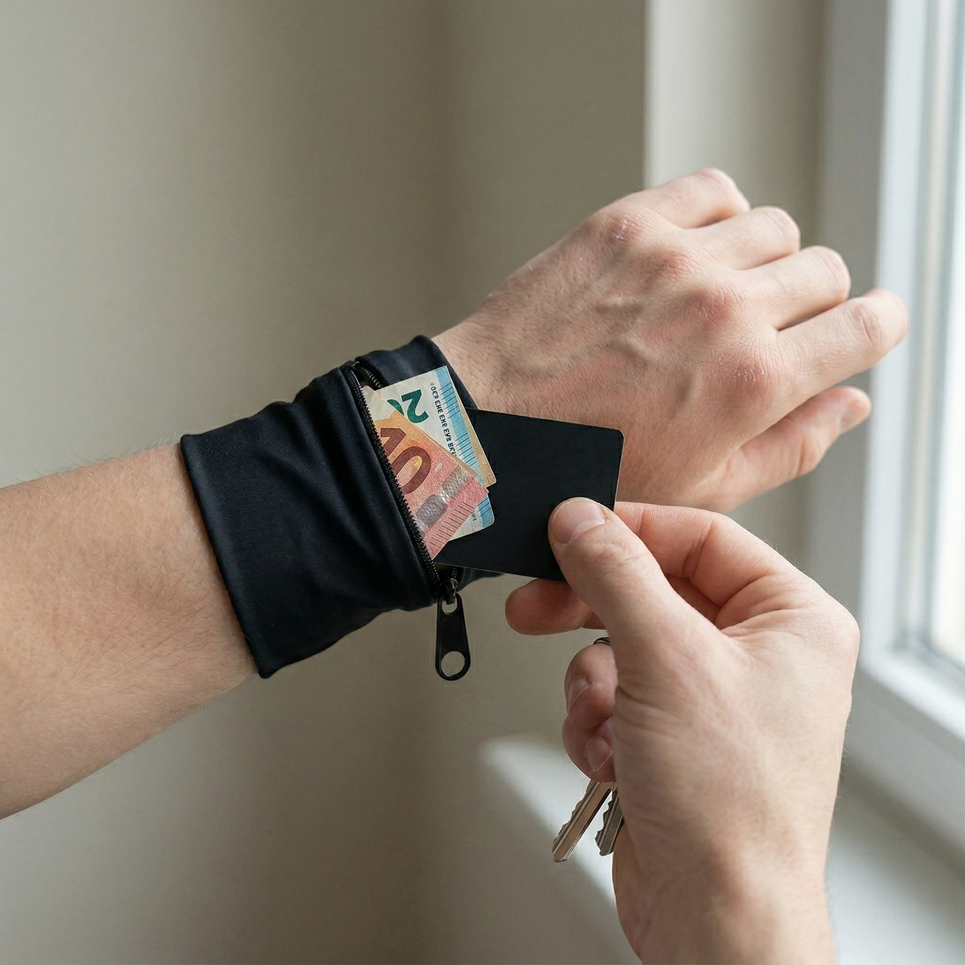 Lauf-Handgelenktasche leicht und unauffällig – Rückansicht | Helvio