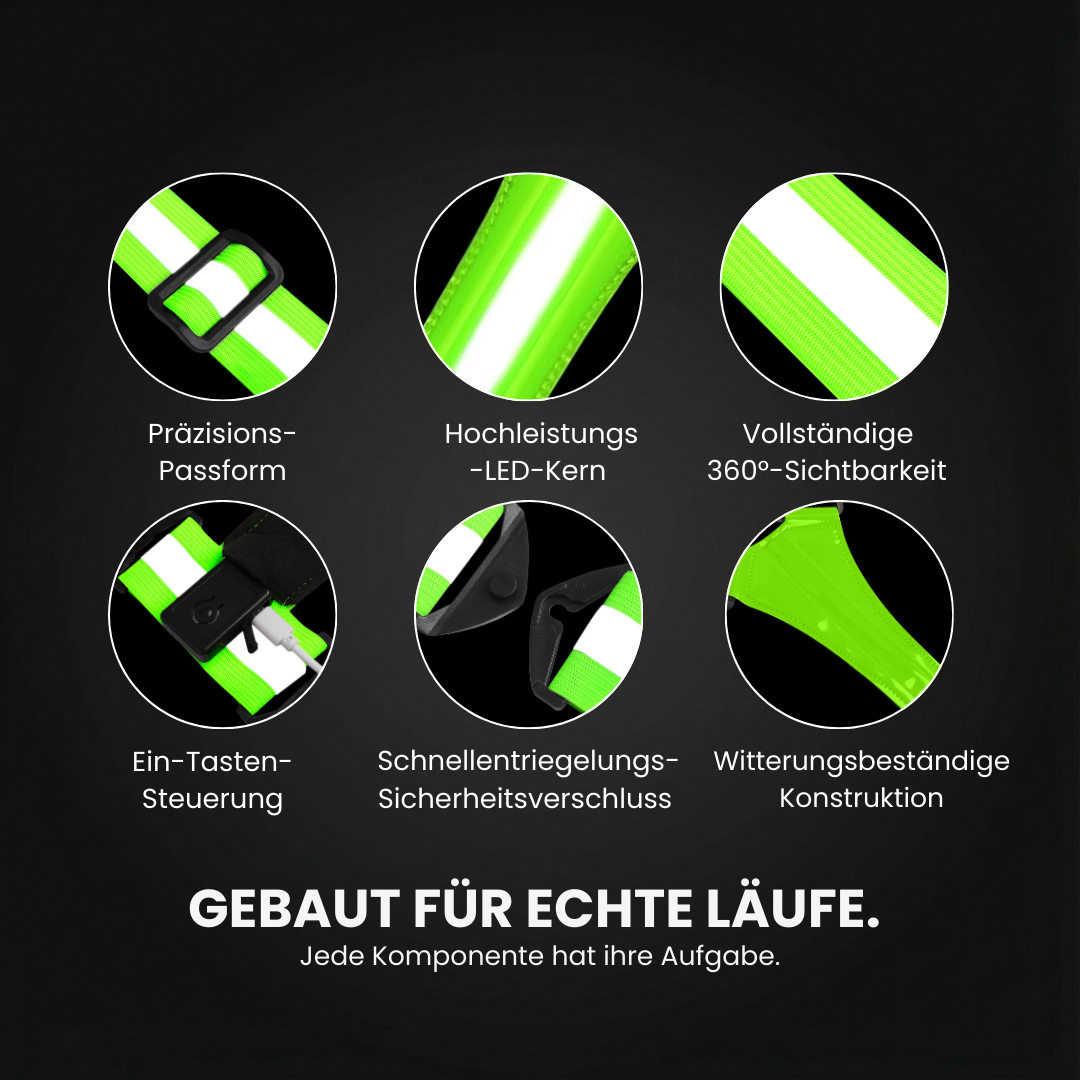 LED-Laufweste 360° Sichtbarkeit bei Nacht – Anwendungsansicht | Helvio