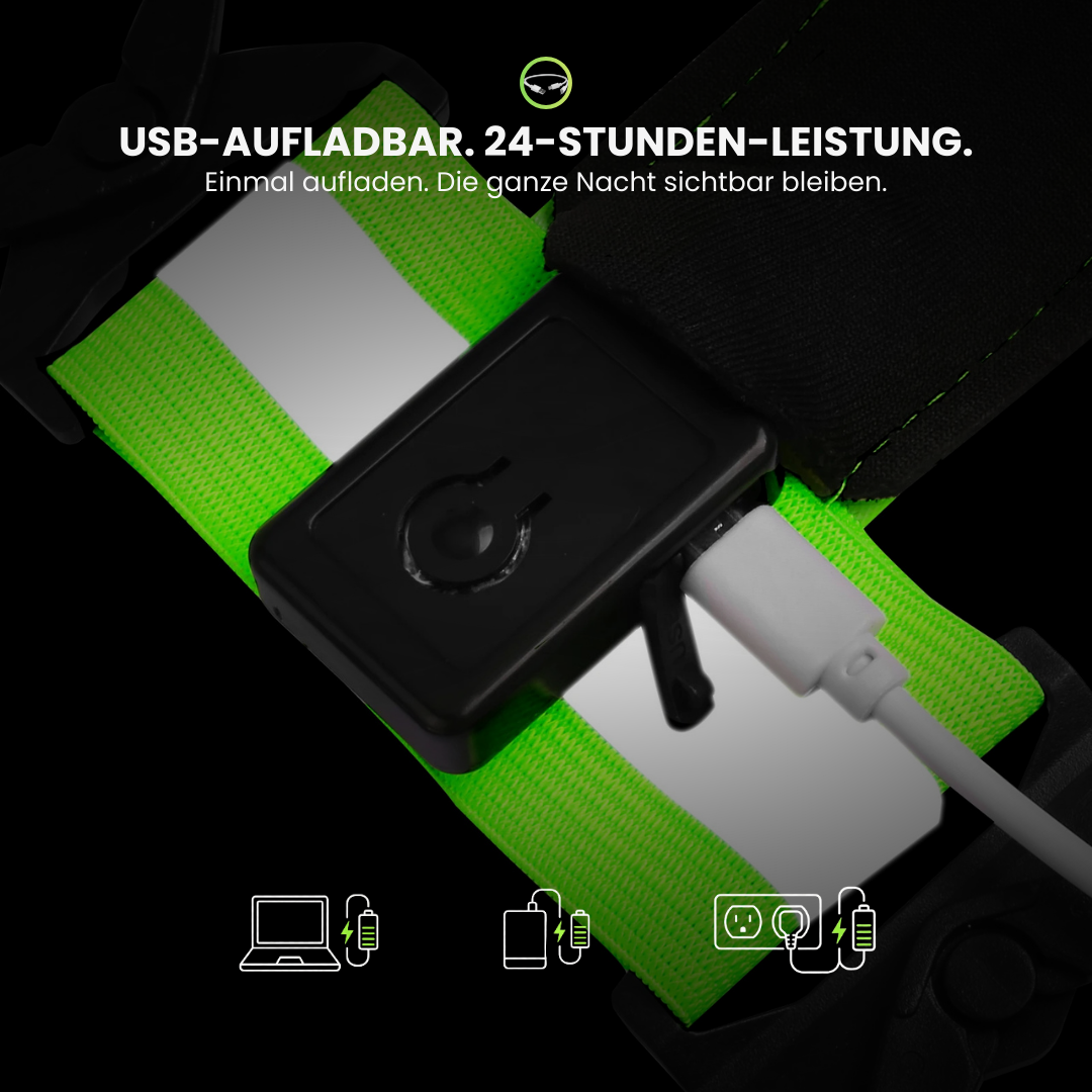LED-Laufweste reflektierendes Sicherheitsmaterial – Trageansicht | Helvio